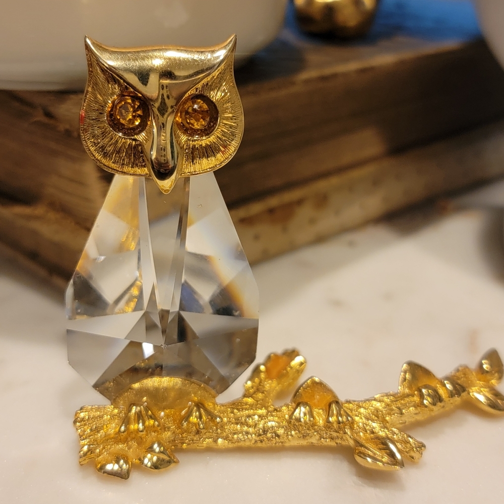 Vintage Swarovski crystal owl